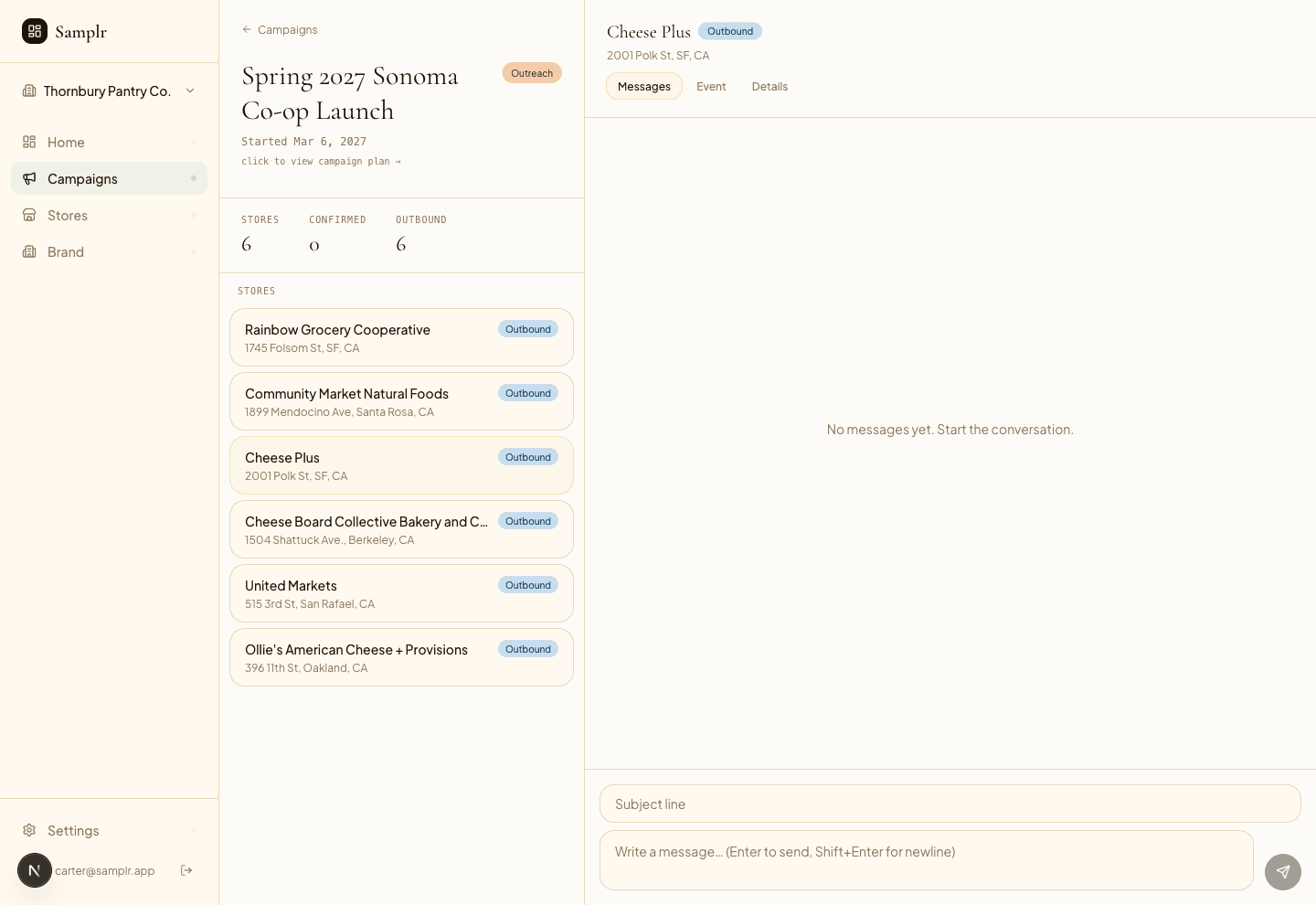 Samplr — Outreach and scheduling, handled
